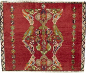 Shiraz Tappeto 50x60 Rosso (Iran) Annodato A Mano