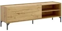 Mobile porta TV Dacerbi, Credenza bassa da soggiorno, Madia da salotto per televisione, 155x43h47 cm, Rovere Nodi