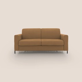 Ortensia divano letto materasso H18 cm con piedi alti in elegante microfibra smacchiabile T11 cuoio