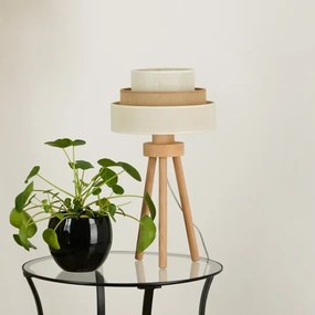 Brilagi - Lampada da tavolo DENVER LUNETA 1xE27/15W/230V beige/marrone/color crema