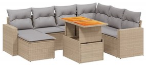 Set divano da giardino 8 pz con cuscini beige in polyrattan