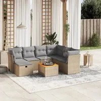 Set Divano da Giardino 8 pz con Cuscini Beige Misto Polyrattan 3264741