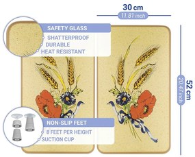 Set di 2 coperchi per stufe in vetro temperato 52x30 cm Corn-Flowers - Maximex