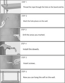 Mensola A Parete Stile Industrial In Corda E Abete Naturale Elis