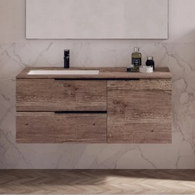 Mobile sottolavabo e lavabo Solid per vasca a sinistra rovere sable L 120 x H 83 x P 51 cm, 1 anta 2 cassetti