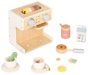 Macchina del caffè in legno con accessori