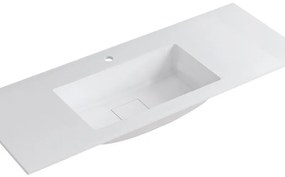 Lavabo a incasso rettangolare vasca centrale L 120.5 x H 15 x P 46 cm in resina bianco lucido