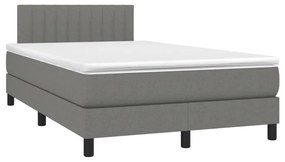 Letto a molle materasso e led grigio scuro 120x190cm in tessuto