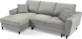 Divano angolare grigio chiaro allungabile e con contenitore (con penisola a sinistra/con chaise lounge) con rivestimento in velluto a coste Kyoto – Cosmopolitan Design