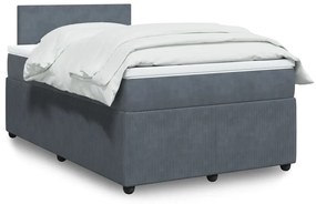 Giroletto A Molle Con Materasso Grigio Scuro 120x190 Cm Velluto /