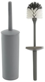 Portascopino wc da appoggio tondo grigio in plastica con scopino