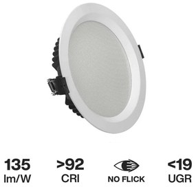 Faro LED da Incasso 32W, Foro Ø175mm con driver Philips CRI92 UGR19 Colore  Bianco Caldo 2.700K