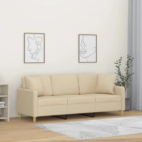 Divano A 3 Posti Con Cuscini Crema 180 Cm İn Tessuto /