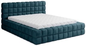 Letto matrimoniale imbottito blu con contenitore e rete inclusi 180x200 cm Dizzle – ELTAP