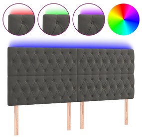 Testiera a led grigioscuro 180x7x118/128cm in velluto