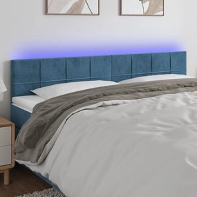 Testiera A Led Blu Scuro 160x5x78/88 Cm İn Tessuto /