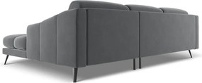 Divano angolare grigio (con penisola a destra) con rivestimento in velluto Nalu – Makamii