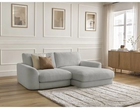 Divano angolare grigio chiaro (con penisola a destra/con chaise lounge) con rivestimento in bouclé Leonore – Bobochic Paris