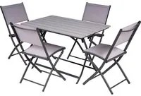 Set Tavolo Pieghevole con 2 Sedie Grigio Arredo Giardino Pranzo in Acciaio e PE