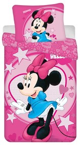 Set copripiumino e federa da bambini rosa in microfibra per letto singolo 140x200 cm Minnie "Hello" – Jerry Fabrics