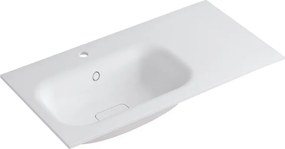 Lavabo a incasso rettangolare vasca a sinistra L 90.5 x H 15 x P 46 cm in resina bianco opaco