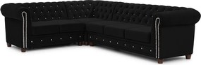 Divano angolare nero allungabile (con penisola a sinistra/a L) con rivestimento in velluto York Blik – Ropez
