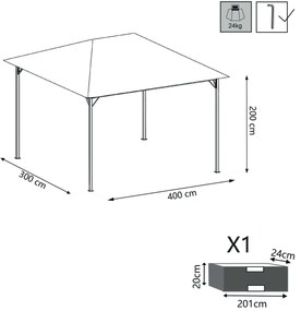 GREX - gazebo da giardino in acciaio 3 x 4 m