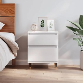 Comodino Bianco Lucido 40x35x50 Cm İn Legno Multistrato /