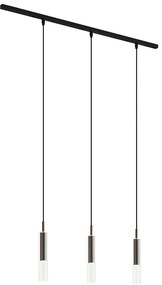 Sistema di illuminazione a binario moderno nero con 3 lampade a sospensione bronzo scuro 1-Fase - Slimline Loyce