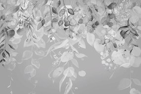 Carta da parati – Foglie Delicate in Abito Grigio