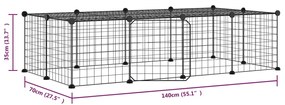 Gabbia per animali 20 pannelli con porta nera 35x35 cm acciaio