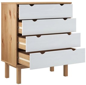 Cassettiera otta marrone e bianco 76,5x39,5x90 cm legno di pino