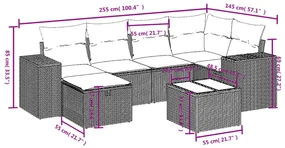 Set divani da giardino 7 pz con cuscini marrone in polyrattan