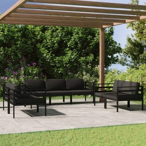 Set divani da giardino 7 pz con cuscini in alluminio antracite