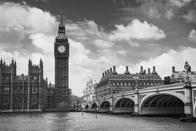 Carta da parati autoadesiva – Big Ben a Londra in bianco e nero