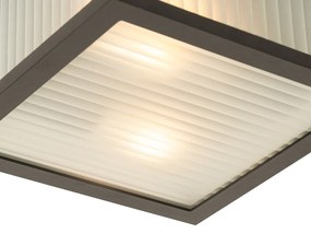 Plafoniera da esterno smart nera con vetro scanalato con WiFi A60 - Charlois