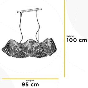 Lampadario Design Sospensione CAMINO in Metallo con 2 E27 grigio paralume grigio 2x E27