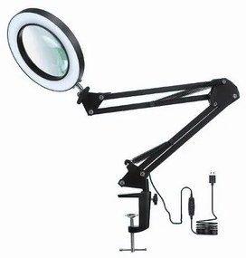 Lampada da tavolo LED dimmerabile con lente d'ingrandimento LED/22W/5V nera