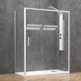 Box doccia angolare 80x130 bianco opaco scorrevole | KE-4000B - KAMALU