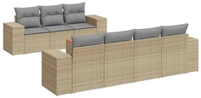 Set divano da giardino 8 pz con cuscini beige in polyrattan