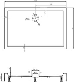 Mexen Flow+ piatto doccia rettangolare 90 x 70 cm, bianco lucido - 46R107090H