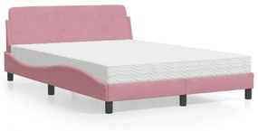 Letto Con Materasso Rosa 120x200 Cm İn Velluto /
