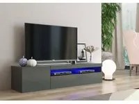 Mobile da soggiorno Porta TV, Made in Italy, Credenza per TV a 2 ante, Porta TV da salotto, cm 150x40h37, Antracite lucido, con luce LED blu