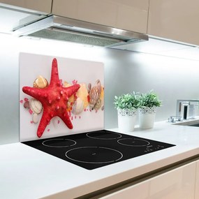 Tagliere in vetro Starfish e conchiglie 60x52 cm