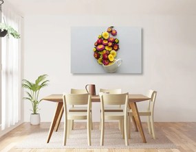 Quadro su tela – Tazza piena di fiori