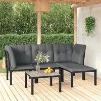 Set Salotto da Giardino 5 pz Nero e Grigio in Polyrattancod mxl 100673