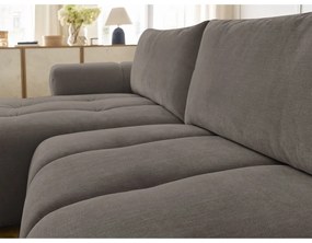 Divano angolare grigio tortora allungabile e con contenitore (penisola a sinistra/chaise lounge) con rivestimento in ciniglia Fuji – Bobochic Paris