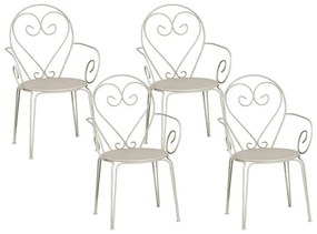 Poltrona da giardino impilabile in Metallo Beige Stile ferro battuto - Lotto di 4 - GUERMANTES