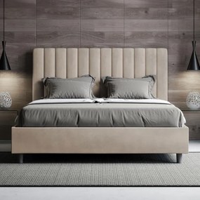 Letto contenitore da 160x200 in microfibra sabbia Agueda