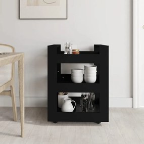 Carrello da cucina nero 60x45x80 cm in legno multistrato